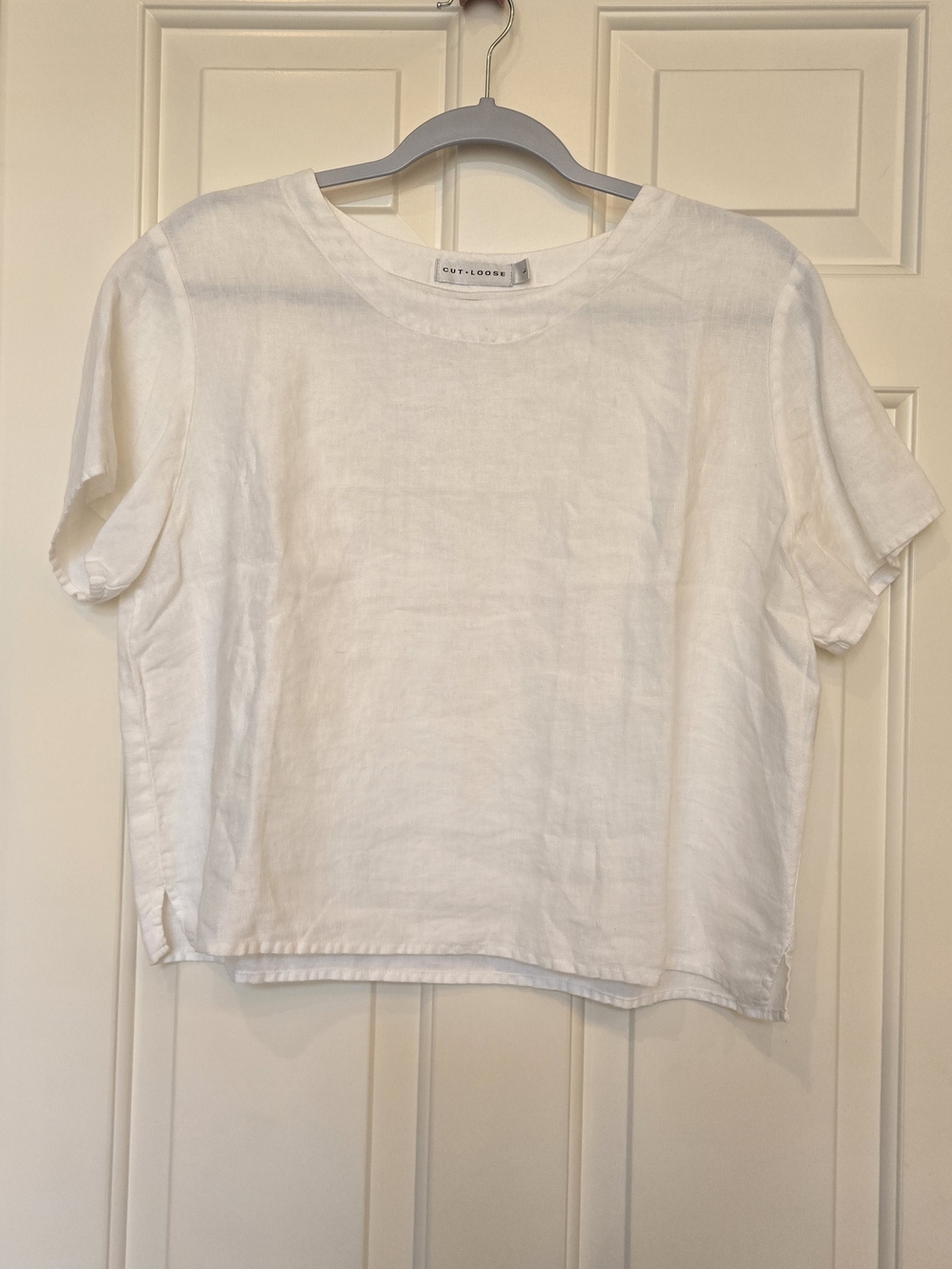 cut loose White Relaxed Linen Top